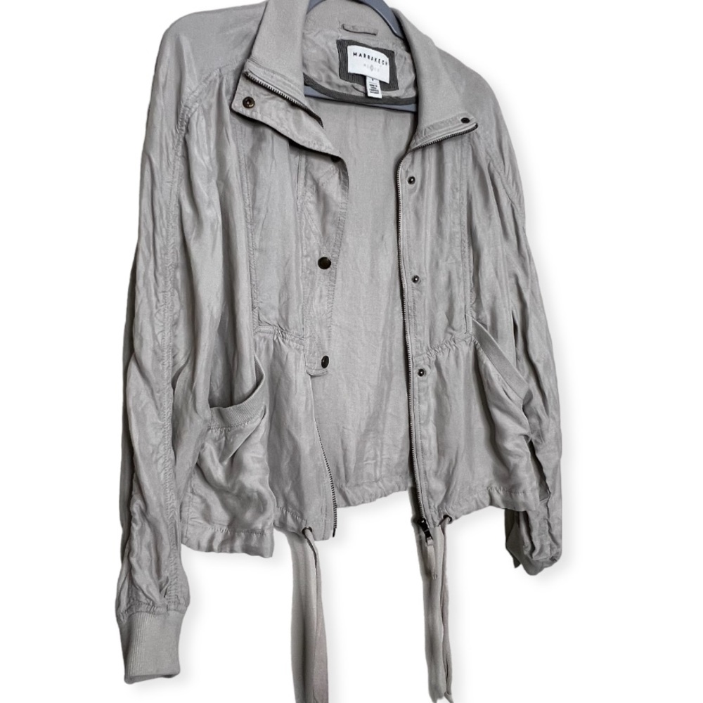 Marakesh Anthropologie Lightweight Cupro Moto Utility Jacket Size Medium - Picture 5 of 9